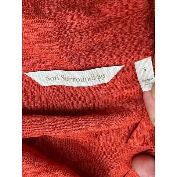 Soft Surroundings Women's S Orange Button-Up Rayon Tunic Shirt Casual Minimalist - Picture 4 of 10